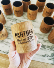 Load image into Gallery viewer, Personalized Charred Wood Whiskey Tumbler | Wood Whiskey Glass | Wood Whiskey Cup | Whiskey Enhancing