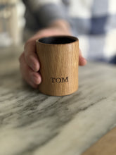 Load image into Gallery viewer, Personalized Charred Wood Whiskey Tumbler | Wood Whiskey Glass | Wood Whiskey Cup | Whiskey Enhancing