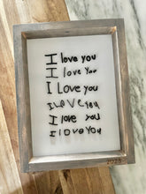 Load image into Gallery viewer, Kids Handwriting Framed Art, Wood 3D Family Handwriting, I Love You Handwriting, Christmas 2023
