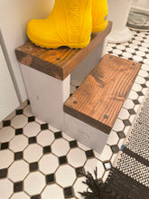 Load image into Gallery viewer, Toddler Stepping Stool | Farmhouse Design | Rustic Stepping Stool | Wooden Step Stool | Step Stool | Toddler Step Stool
