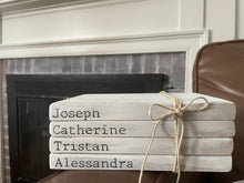 Load image into Gallery viewer, Farmhouse Wood Book Stack, Faux Book Stack, Wooden Custom Personalized Book Stack, Rustic Book Stack, Tier Tray Books