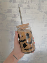 Load image into Gallery viewer, Spooky Ghost Bat Beer Can Glass, Iced Coffee Glass Cup, Halloween Iced Coffee Cup