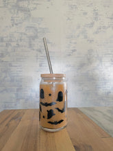 Load image into Gallery viewer, Spooky Ghost Bat Beer Can Glass, Iced Coffee Glass Cup, Halloween Iced Coffee Cup