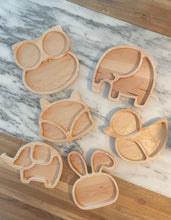 Load image into Gallery viewer, Wooden Toddler Animal Plates | Wood Kid Animal Plates | Bunny | Duck | Elephant | Fox | Owl