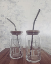 Load image into Gallery viewer, Beer Can Glass, State Zip Code Beer Can Glass, Iced Coffee Glass, Iced Coffee Cup, Personalized cup, Custom Glass, Birthday Gift