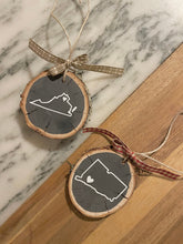 Load image into Gallery viewer, Custom Rustic Wood State Ornament | Wood Location Ornament | Town State Christmas Ornament