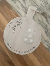 Load image into Gallery viewer, Personalized Rustic painted Santa Cookie and milk wood platter