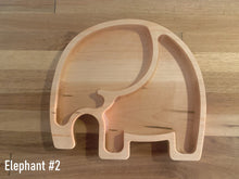 Load image into Gallery viewer, Wooden Toddler Animal Plates | Wood Kid Animal Plates | Bunny | Duck | Elephant | Fox | Owl