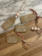 Load image into Gallery viewer, Personalized Christmas Stocking Tags, Wood Stocking Tags, Gift Tags, Stocking Name Tags, Wood Gift Tags, Wooden Name Tags
