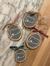 Load image into Gallery viewer, Custom Rustic Wood State Ornament | Wood Location Ornament | Town State Christmas Ornament
