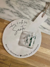 Load image into Gallery viewer, Personalized Rustic painted Santa Cookie and milk wood platter