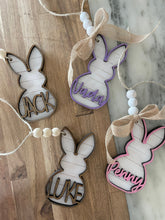 Load image into Gallery viewer, Personalized Easter Basket Name Tags | Easter Basket Tag | Name Tags | Wood Tags | Wood Gift Tags | Wooden Name Tags | laser cut tag