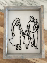 Load image into Gallery viewer, Line Art Family Portrait, Wood 3D Family Photo, mom birthday gift, mother’s father’s day gift, anniversary gift, wedding photo gift, Christmas Gift