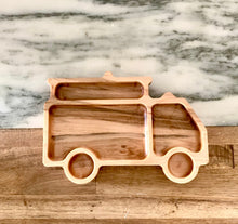 Load image into Gallery viewer, Wooden Toddler Plates | Wood Kid Plates | Fire Truck | Tractor | Truck Plates