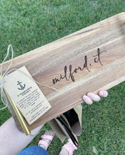 Load image into Gallery viewer, Wooden Engraved Charcuterie Serving board with Handles