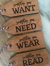 Load image into Gallery viewer, Something you want something you need gift tags, Kids Christmas Gift Tag, Children Holiday Gift, Tradition Gift Labels, Christmas 2023