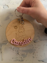 Load image into Gallery viewer, Wood and Acrylic Character Shape Keychains, Backpack Tag
