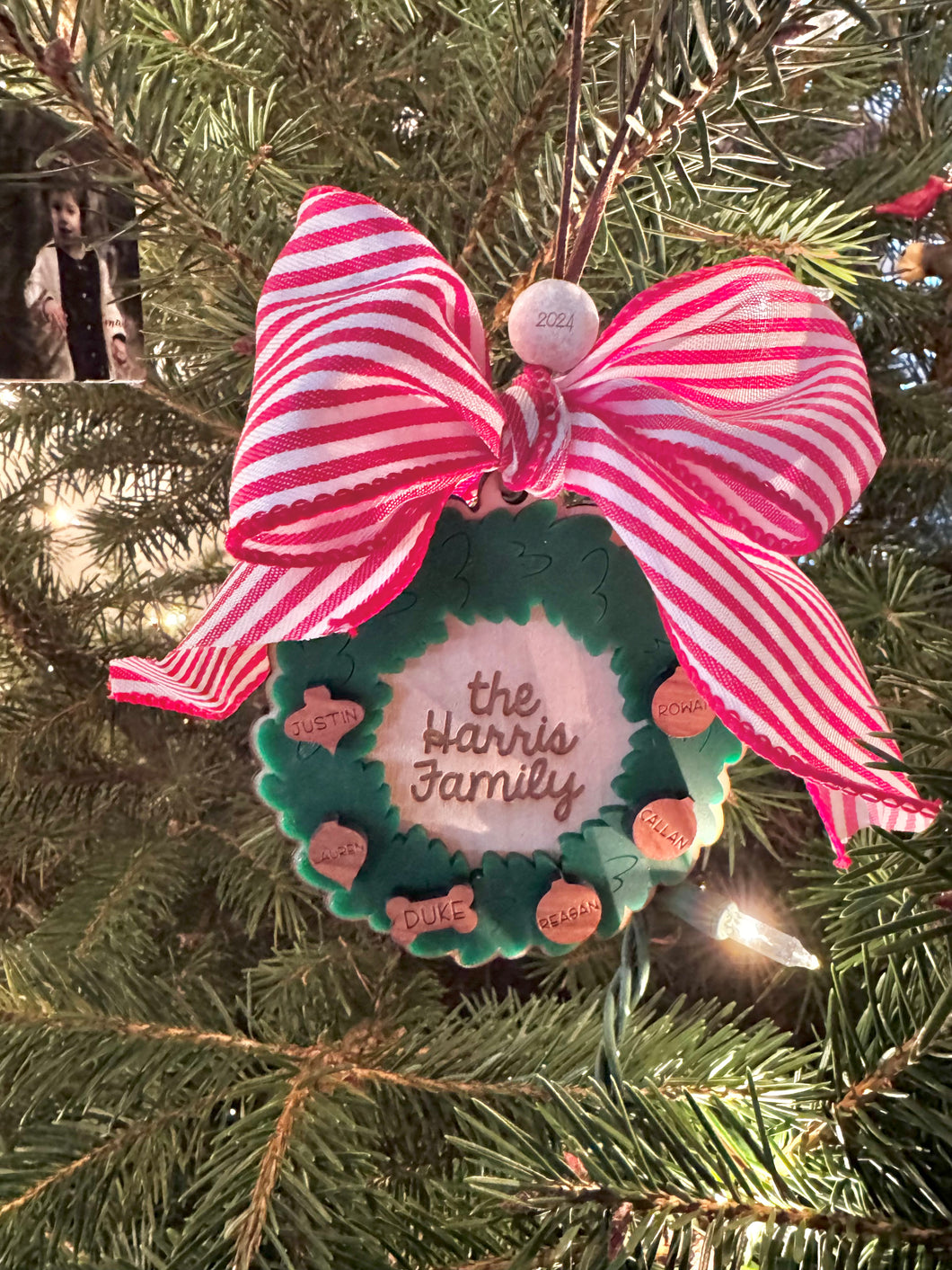 Family Christmas Ornament 2024, Christmas Wreath personalized ornament