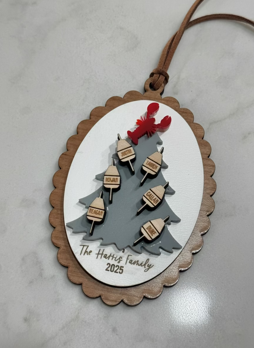 Buoy Lobster Tree Family Christmas Ornament 2025, Christmas personalized ornament