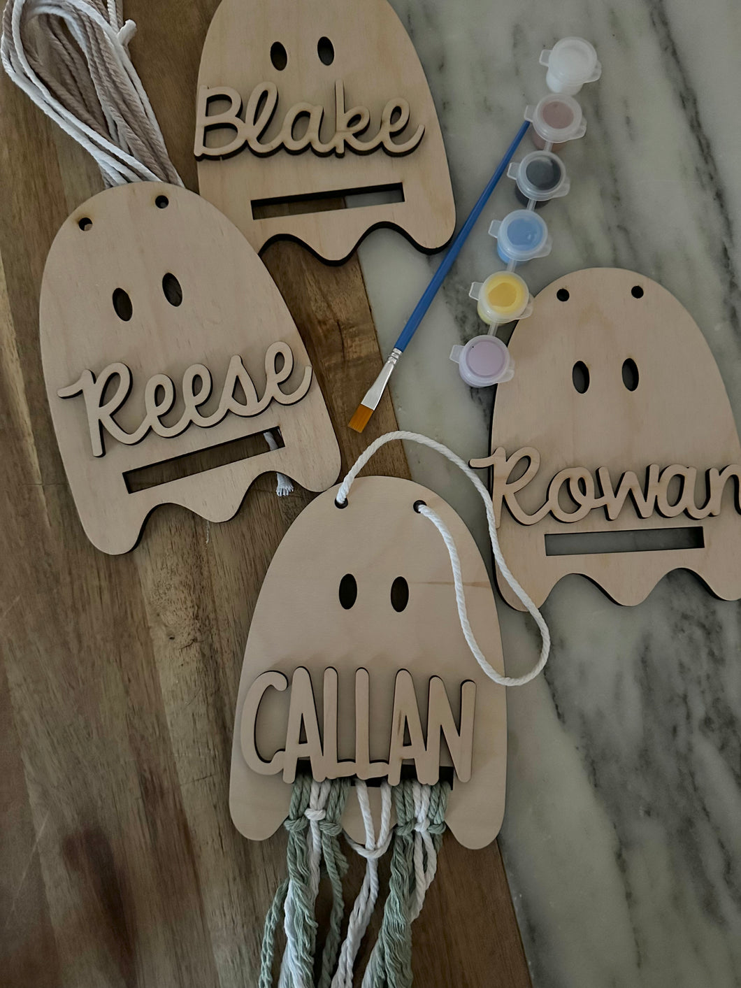 Halloween Ghost DIY Paint Macrame Kit, Spooky Door Hanger, Kids Paint Set Spooky