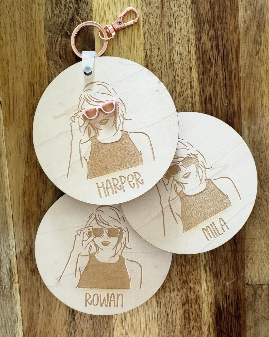 Swiftie Wood and Acrylic Keychains, Backpack Tag