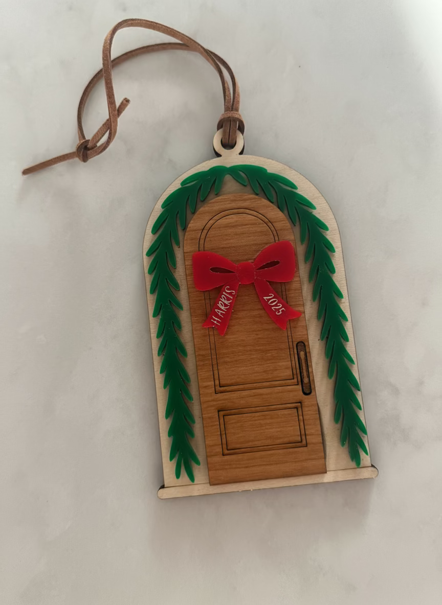 Family Christmas Ornament 2025, Christmas door personalized ornament