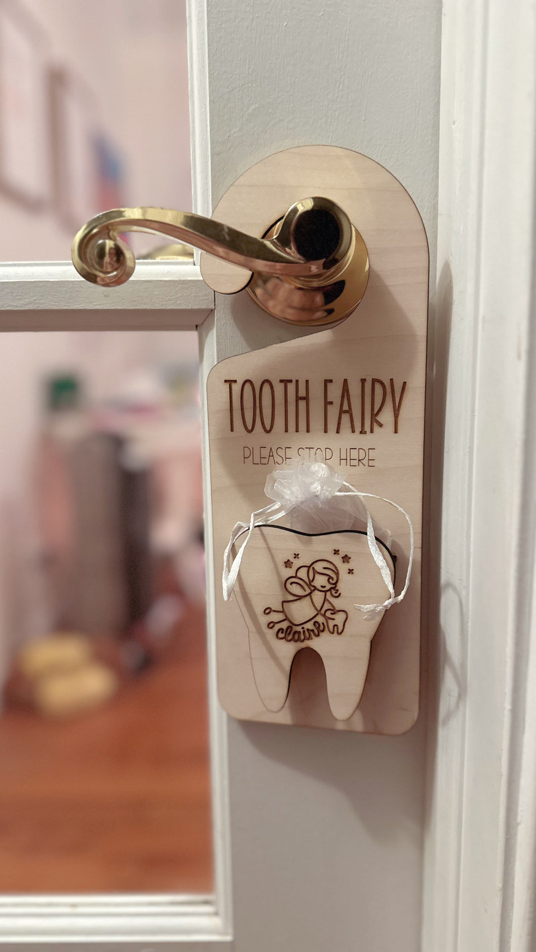 Tooth Fairy Door Hanger, personalized kids tooth holder