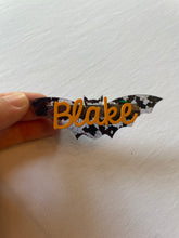 Load image into Gallery viewer, Bat Personalized Acrylic Name Hair Clip, Halloween
