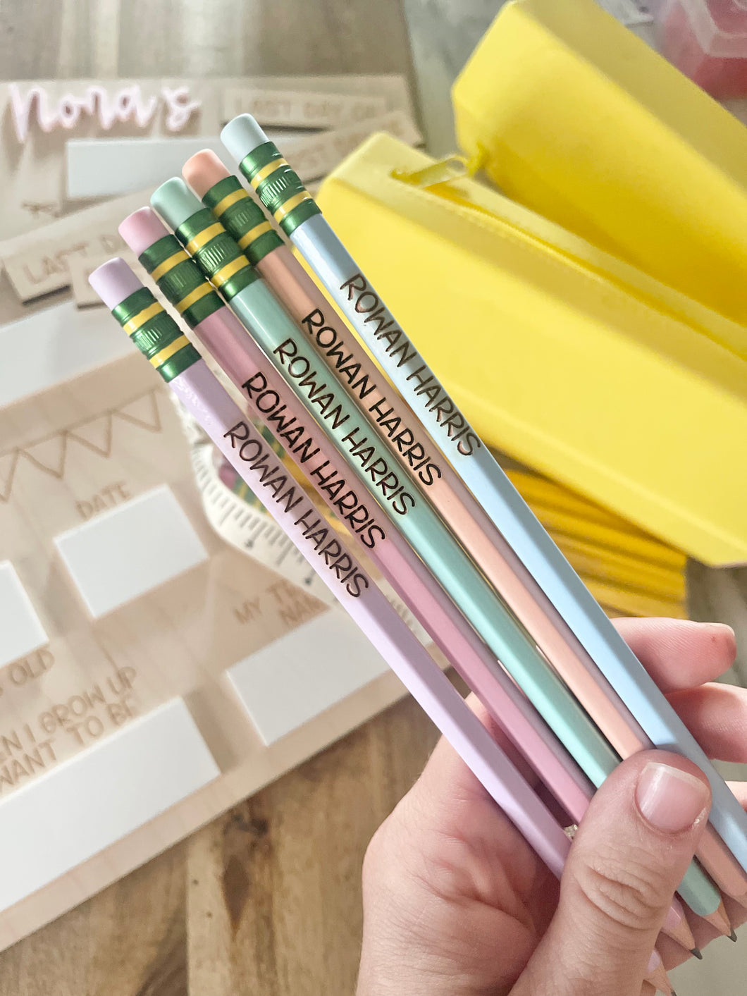 Pastel Engraved Personalized Pencils