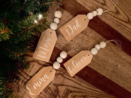 12 Pcs Christmas Stocking Name Tags Unfinished Wood Tags