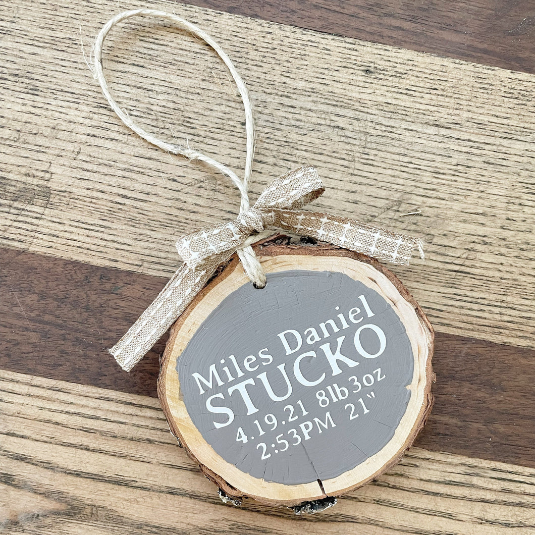 Personalized Rustic Baby Christmas Ornament, Baby’s first Christmas Ornament, Baby’s First Ornament, Birth Stats Wood Ornament