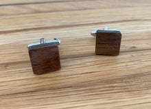 Load image into Gallery viewer, Personalized Black Walnut Square Wood Cuff Links | Groomsmen Gift | Bridal Party | Rustic Wedding | Handmade in USA
