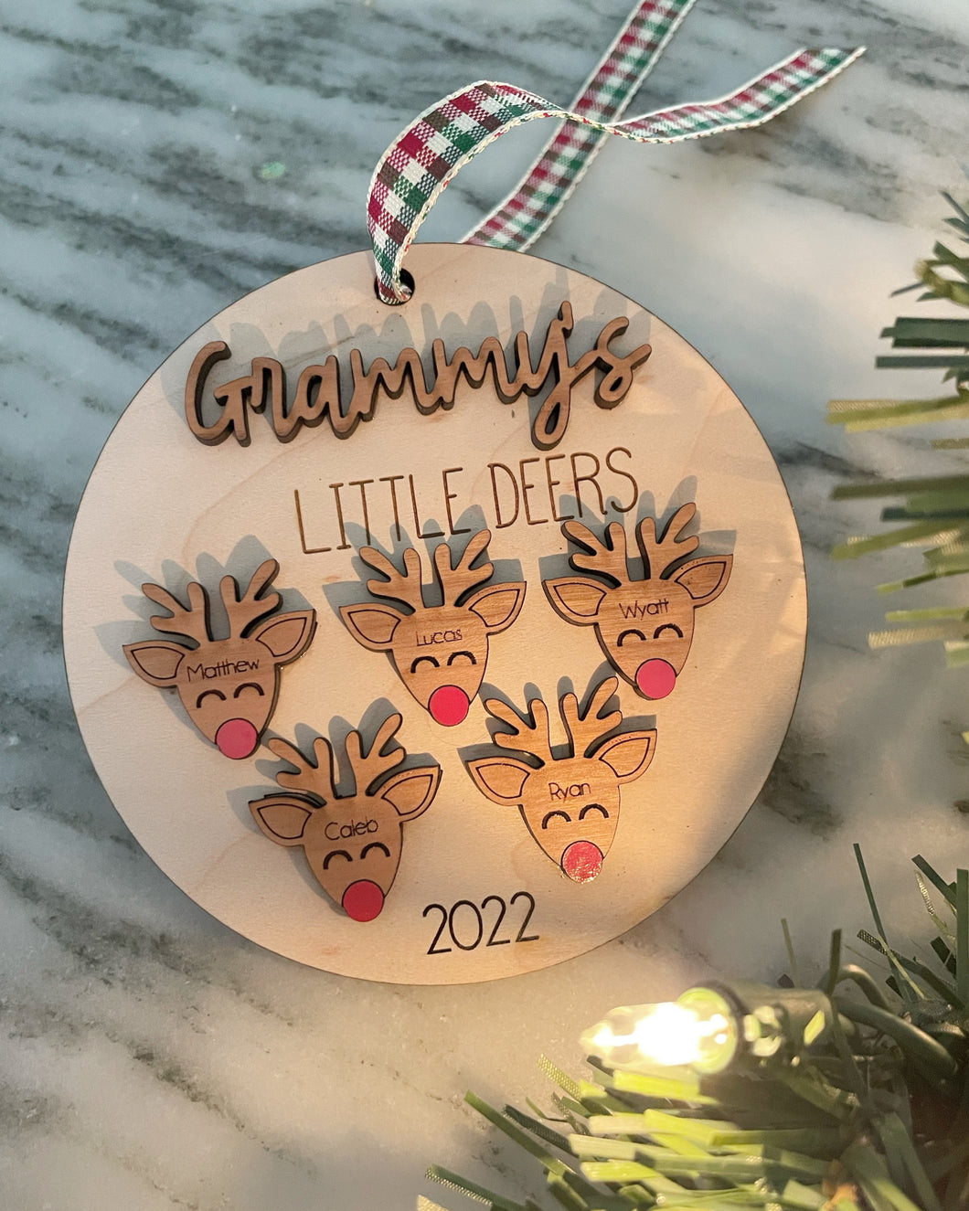 Little Deer Family Ornament, Grandma Grammy Grandchildren Christmas Ornament