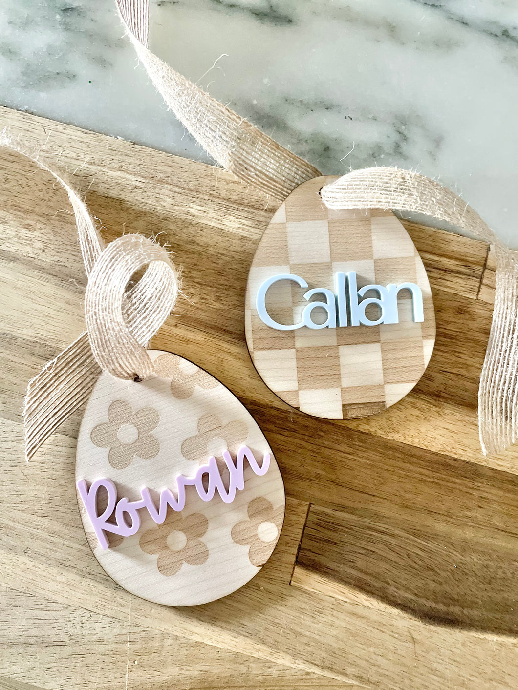 Easter Egg, Easter Basket Tags, Retro Floral and Checker Tags